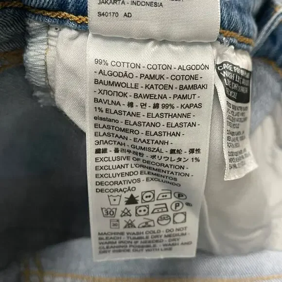 Levi's Ribcage Denim Cutoff Shorts 25 Tango Feels New NWT Distressed High Rise - Picture 6 of 7